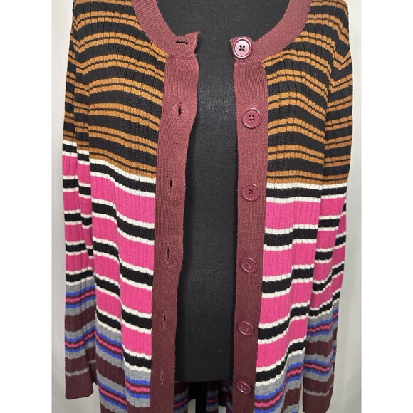 Lane Bryant Button Front Colorful Stripe Ribbed Duster Cardigan Women's 22/24 - Picture 6 of 12